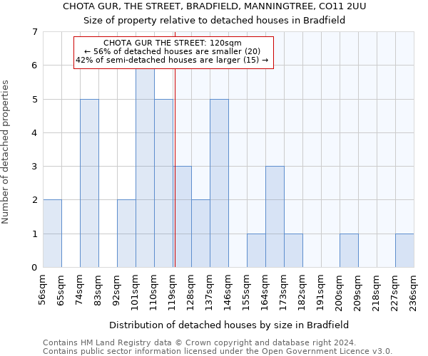 CHOTA GUR, THE STREET, BRADFIELD, MANNINGTREE, CO11 2UU: Size of property relative to detached houses in Bradfield