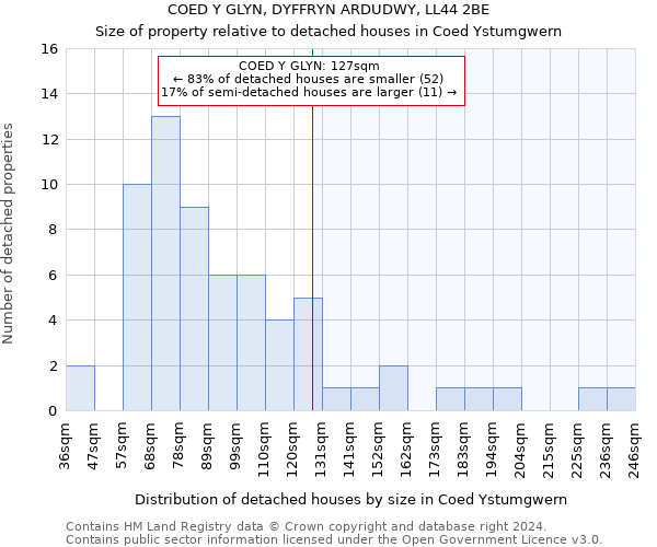 COED Y GLYN, DYFFRYN ARDUDWY, LL44 2BE: Size of property relative to detached houses in Coed Ystumgwern