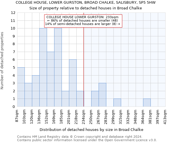COLLEGE HOUSE, LOWER GURSTON, BROAD CHALKE, SALISBURY, SP5 5HW: Size of property relative to detached houses in Broad Chalke