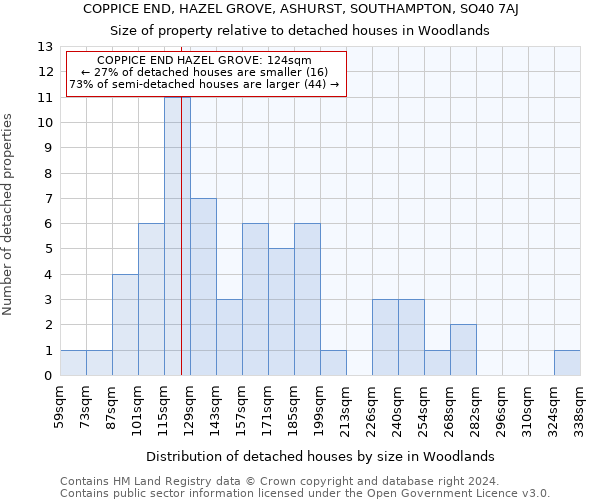 COPPICE END, HAZEL GROVE, ASHURST, SOUTHAMPTON, SO40 7AJ: Size of property relative to detached houses in Woodlands