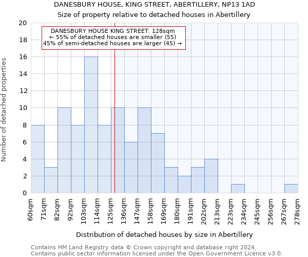 DANESBURY HOUSE, KING STREET, ABERTILLERY, NP13 1AD: Size of property relative to detached houses in Abertillery