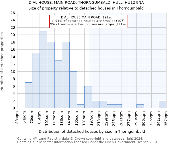 DIAL HOUSE, MAIN ROAD, THORNGUMBALD, HULL, HU12 9NA: Size of property relative to detached houses in Thorngumbald