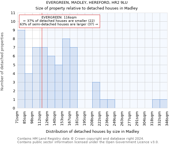 EVERGREEN, MADLEY, HEREFORD, HR2 9LU: Size of property relative to detached houses in Madley