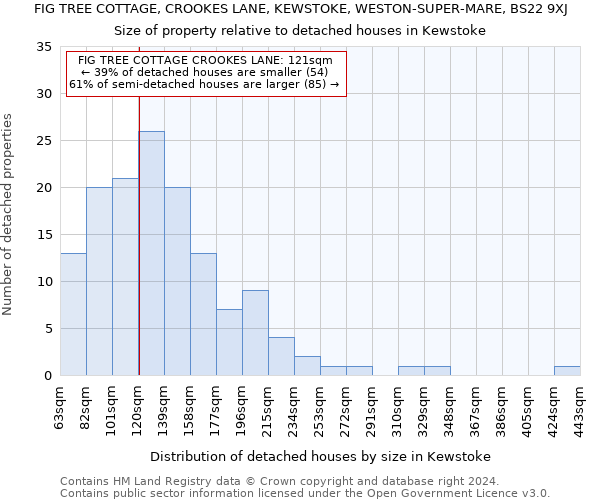 FIG TREE COTTAGE, CROOKES LANE, KEWSTOKE, WESTON-SUPER-MARE, BS22 9XJ: Size of property relative to detached houses in Kewstoke