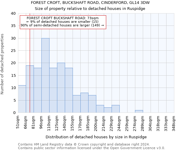 FOREST CROFT, BUCKSHAFT ROAD, CINDERFORD, GL14 3DW: Size of property relative to detached houses in Ruspidge