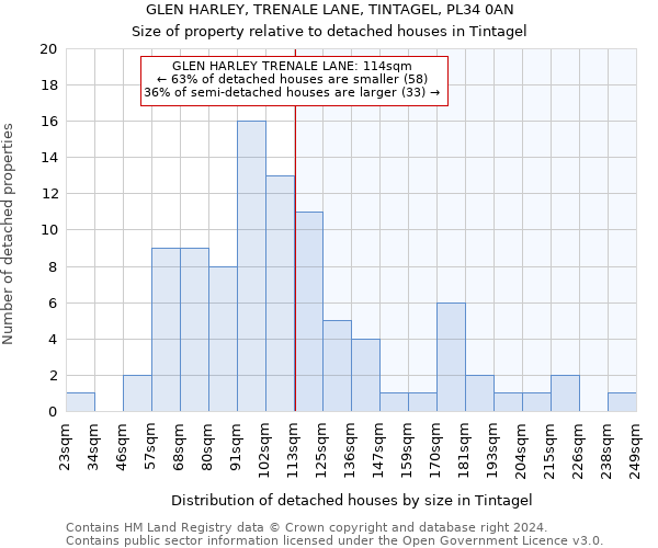 GLEN HARLEY, TRENALE LANE, TINTAGEL, PL34 0AN: Size of property relative to detached houses in Tintagel