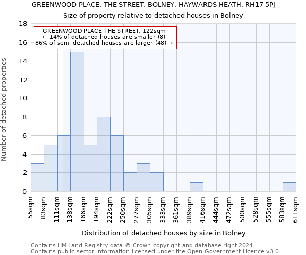 GREENWOOD PLACE, THE STREET, BOLNEY, HAYWARDS HEATH, RH17 5PJ: Size of property relative to detached houses in Bolney