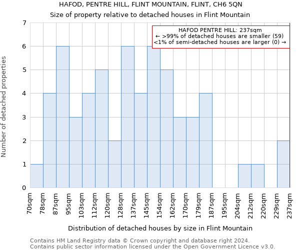 HAFOD, PENTRE HILL, FLINT MOUNTAIN, FLINT, CH6 5QN: Size of property relative to detached houses in Flint Mountain