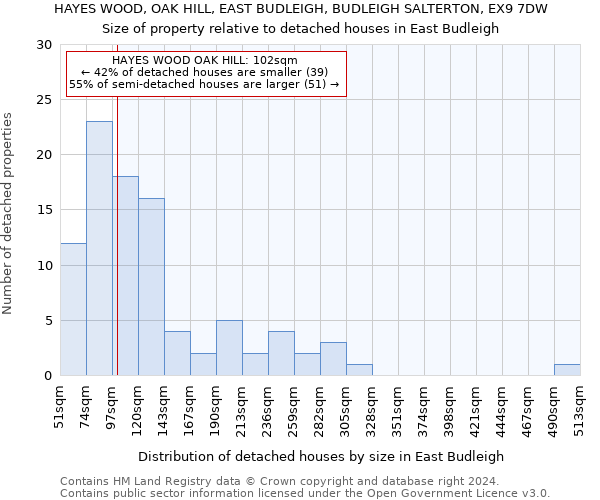 HAYES WOOD, OAK HILL, EAST BUDLEIGH, BUDLEIGH SALTERTON, EX9 7DW: Size of property relative to detached houses in East Budleigh