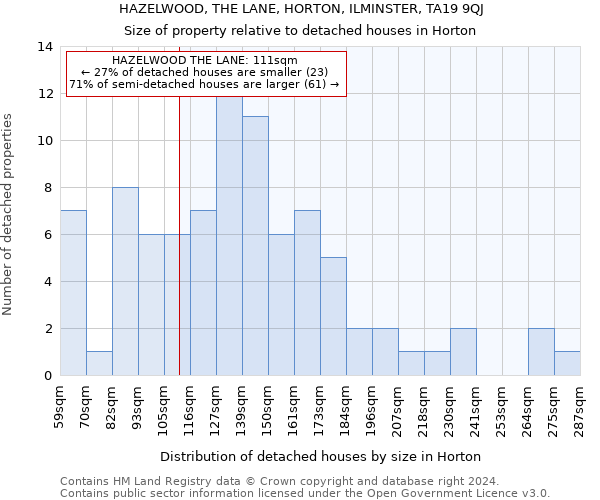 HAZELWOOD, THE LANE, HORTON, ILMINSTER, TA19 9QJ: Size of property relative to detached houses in Horton