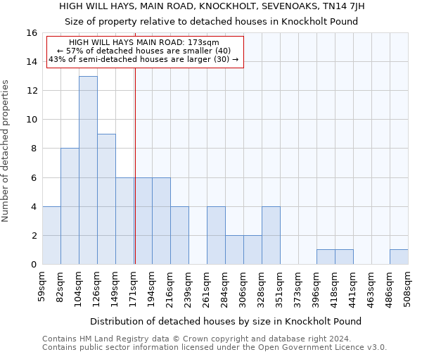 HIGH WILL HAYS, MAIN ROAD, KNOCKHOLT, SEVENOAKS, TN14 7JH: Size of property relative to detached houses in Knockholt Pound