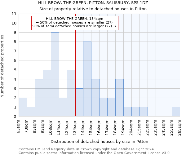 HILL BROW, THE GREEN, PITTON, SALISBURY, SP5 1DZ: Size of property relative to detached houses in Pitton