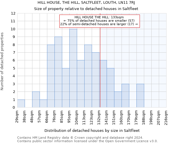 HILL HOUSE, THE HILL, SALTFLEET, LOUTH, LN11 7RJ: Size of property relative to detached houses in Saltfleet
