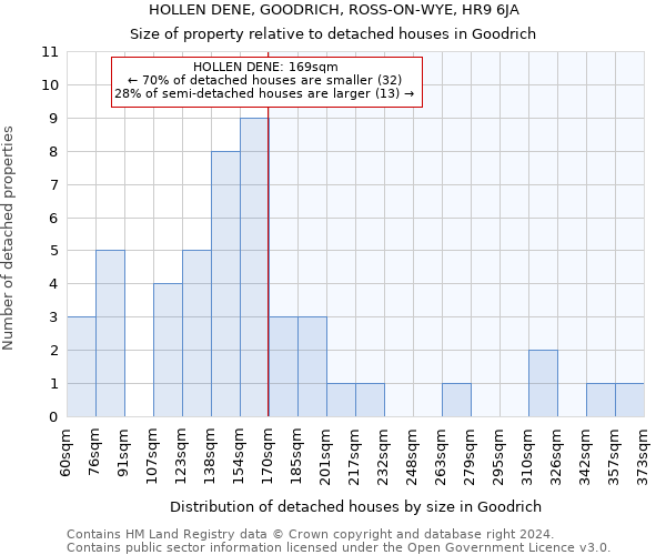 HOLLEN DENE, GOODRICH, ROSS-ON-WYE, HR9 6JA: Size of property relative to detached houses in Goodrich