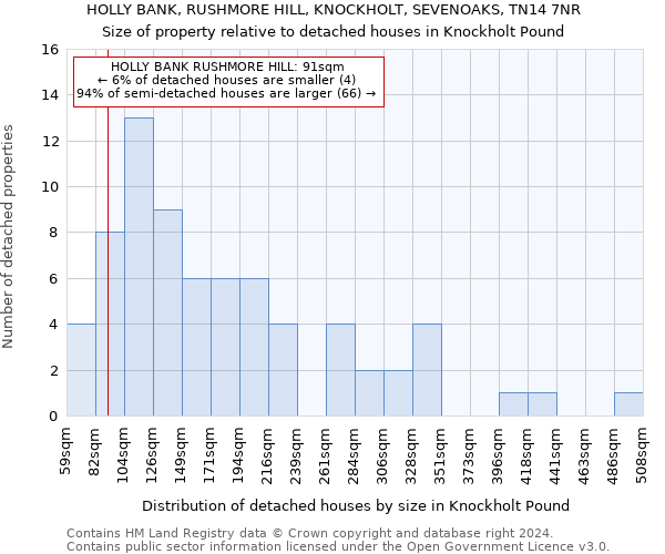 HOLLY BANK, RUSHMORE HILL, KNOCKHOLT, SEVENOAKS, TN14 7NR: Size of property relative to detached houses in Knockholt Pound