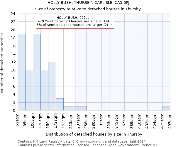 HOLLY BUSH, THURSBY, CARLISLE, CA5 6PJ: Size of property relative to detached houses in Thursby