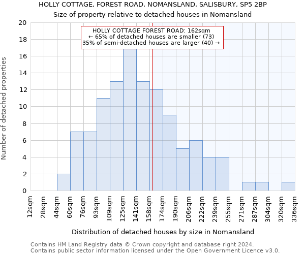 HOLLY COTTAGE, FOREST ROAD, NOMANSLAND, SALISBURY, SP5 2BP: Size of property relative to detached houses in Nomansland