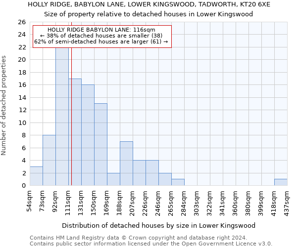 HOLLY RIDGE, BABYLON LANE, LOWER KINGSWOOD, TADWORTH, KT20 6XE: Size of property relative to detached houses in Lower Kingswood