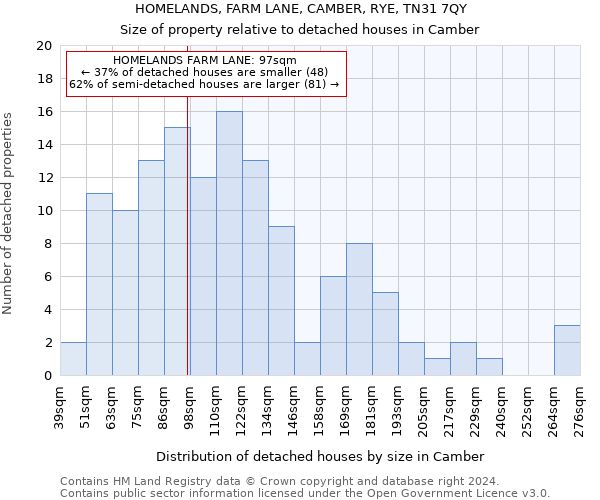 HOMELANDS, FARM LANE, CAMBER, RYE, TN31 7QY: Size of property relative to detached houses in Camber