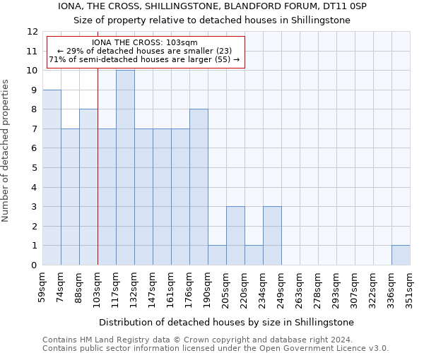 IONA, THE CROSS, SHILLINGSTONE, BLANDFORD FORUM, DT11 0SP: Size of property relative to detached houses in Shillingstone