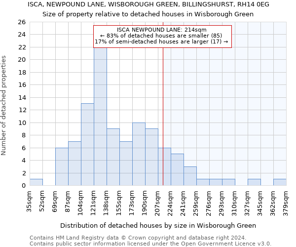 ISCA, NEWPOUND LANE, WISBOROUGH GREEN, BILLINGSHURST, RH14 0EG: Size of property relative to detached houses in Wisborough Green