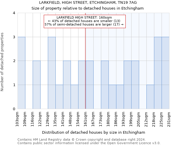 LARKFIELD, HIGH STREET, ETCHINGHAM, TN19 7AG: Size of property relative to detached houses in Etchingham