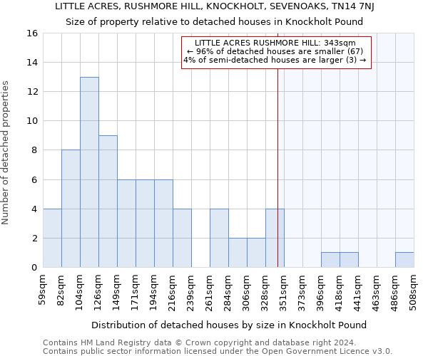 LITTLE ACRES, RUSHMORE HILL, KNOCKHOLT, SEVENOAKS, TN14 7NJ: Size of property relative to detached houses in Knockholt Pound