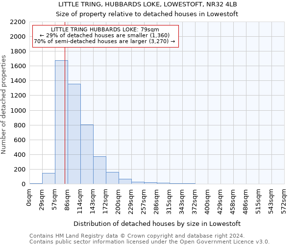 LITTLE TRING, HUBBARDS LOKE, LOWESTOFT, NR32 4LB: Size of property relative to detached houses in Lowestoft
