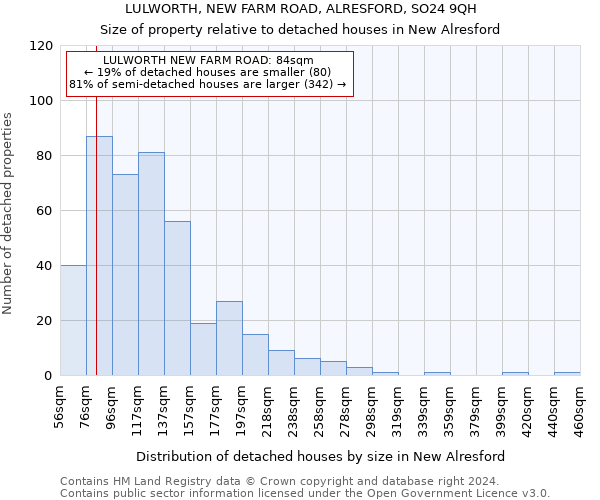 LULWORTH, NEW FARM ROAD, ALRESFORD, SO24 9QH: Size of property relative to detached houses in New Alresford