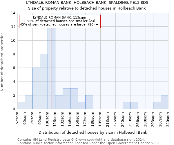 LYNDALE, ROMAN BANK, HOLBEACH BANK, SPALDING, PE12 8DS: Size of property relative to detached houses in Holbeach Bank
