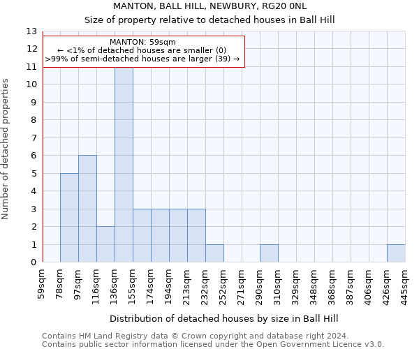 MANTON, BALL HILL, NEWBURY, RG20 0NL: Size of property relative to detached houses in Ball Hill