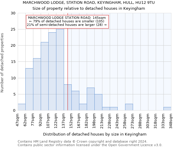 MARCHWOOD LODGE, STATION ROAD, KEYINGHAM, HULL, HU12 9TU: Size of property relative to detached houses in Keyingham