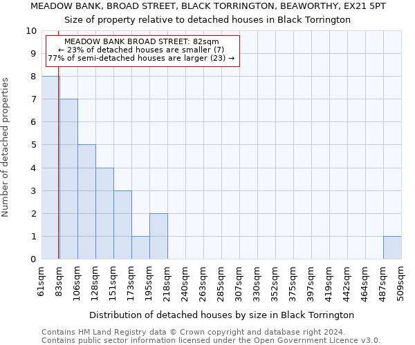 MEADOW BANK, BROAD STREET, BLACK TORRINGTON, BEAWORTHY, EX21 5PT: Size of property relative to detached houses in Black Torrington