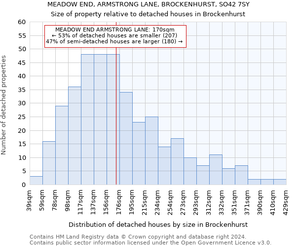 MEADOW END, ARMSTRONG LANE, BROCKENHURST, SO42 7SY: Size of property relative to detached houses in Brockenhurst