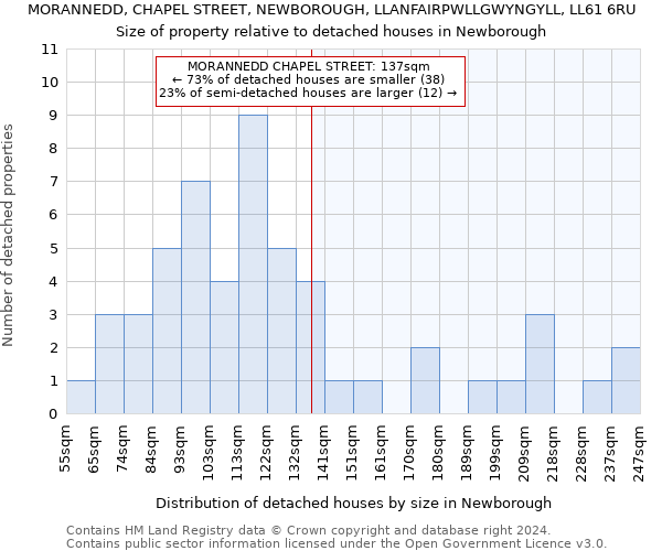 MORANNEDD, CHAPEL STREET, NEWBOROUGH, LLANFAIRPWLLGWYNGYLL, LL61 6RU: Size of property relative to detached houses in Newborough