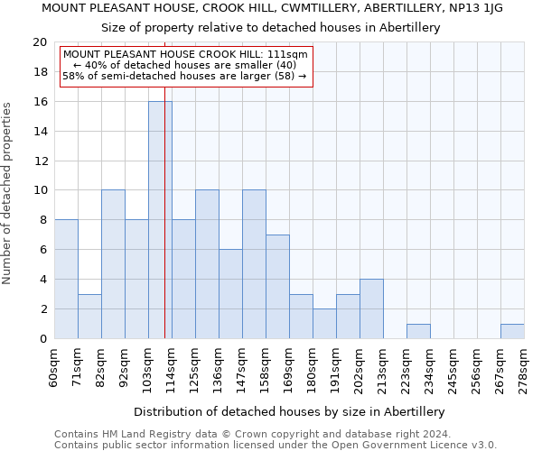 MOUNT PLEASANT HOUSE, CROOK HILL, CWMTILLERY, ABERTILLERY, NP13 1JG: Size of property relative to detached houses in Abertillery