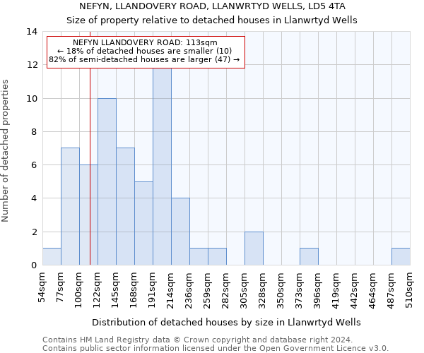 NEFYN, LLANDOVERY ROAD, LLANWRTYD WELLS, LD5 4TA: Size of property relative to detached houses in Llanwrtyd Wells