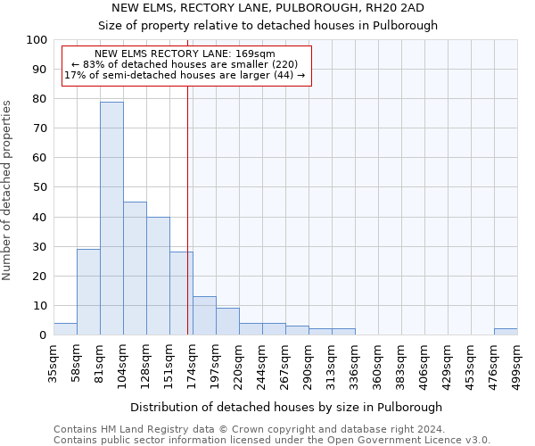 NEW ELMS, RECTORY LANE, PULBOROUGH, RH20 2AD: Size of property relative to detached houses in Pulborough