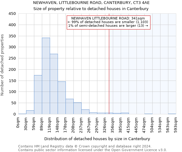 NEWHAVEN, LITTLEBOURNE ROAD, CANTERBURY, CT3 4AE: Size of property relative to detached houses in Canterbury