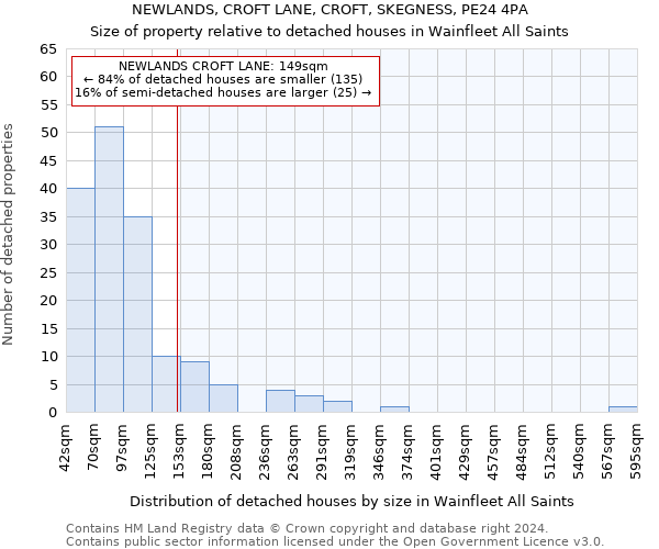 NEWLANDS, CROFT LANE, CROFT, SKEGNESS, PE24 4PA: Size of property relative to detached houses in Wainfleet All Saints