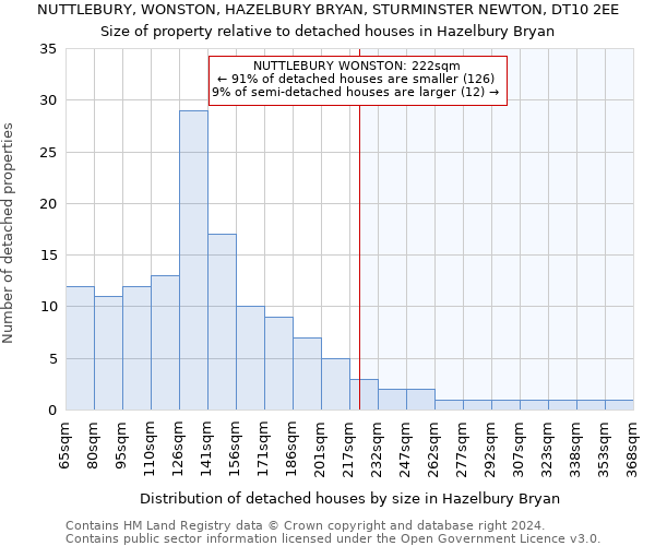 NUTTLEBURY, WONSTON, HAZELBURY BRYAN, STURMINSTER NEWTON, DT10 2EE: Size of property relative to detached houses in Hazelbury Bryan