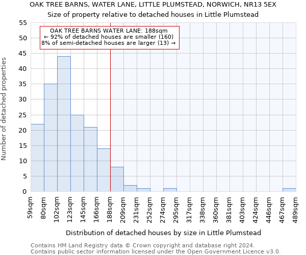 OAK TREE BARNS, WATER LANE, LITTLE PLUMSTEAD, NORWICH, NR13 5EX: Size of property relative to detached houses in Little Plumstead
