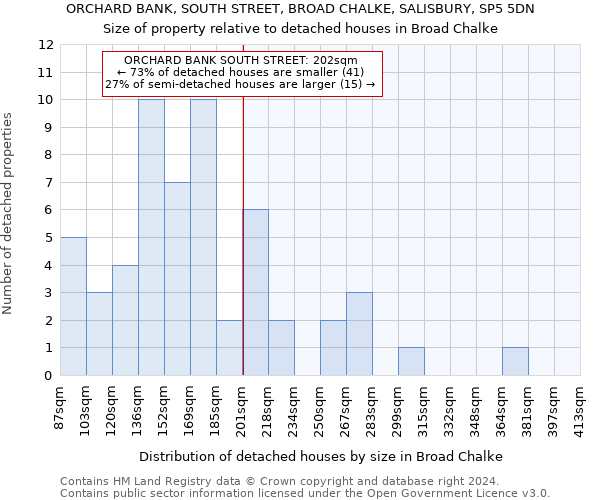 ORCHARD BANK, SOUTH STREET, BROAD CHALKE, SALISBURY, SP5 5DN: Size of property relative to detached houses in Broad Chalke