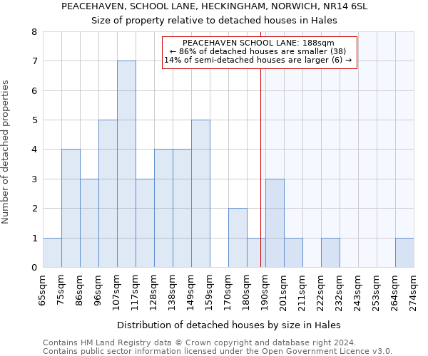 PEACEHAVEN, SCHOOL LANE, HECKINGHAM, NORWICH, NR14 6SL: Size of property relative to detached houses in Hales
