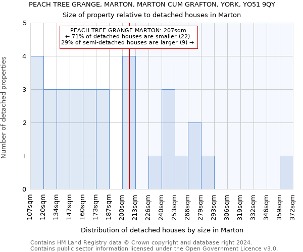 PEACH TREE GRANGE, MARTON, MARTON CUM GRAFTON, YORK, YO51 9QY: Size of property relative to detached houses in Marton