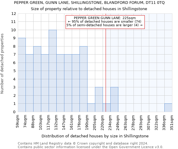 PEPPER GREEN, GUNN LANE, SHILLINGSTONE, BLANDFORD FORUM, DT11 0TQ: Size of property relative to detached houses in Shillingstone