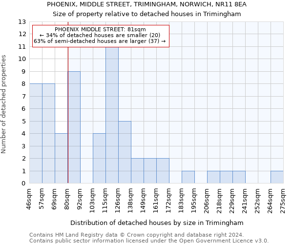 PHOENIX, MIDDLE STREET, TRIMINGHAM, NORWICH, NR11 8EA: Size of property relative to detached houses in Trimingham