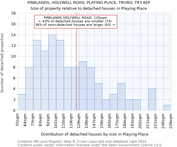 PINELANDS, HOLYWELL ROAD, PLAYING PLACE, TRURO, TR3 6EP: Size of property relative to detached houses in Playing Place