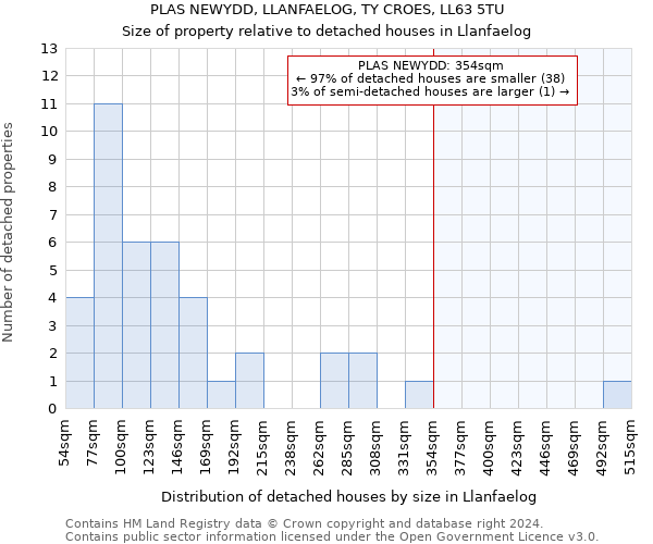 PLAS NEWYDD, LLANFAELOG, TY CROES, LL63 5TU: Size of property relative to detached houses in Llanfaelog