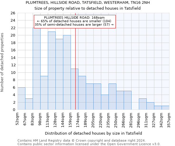 PLUMTREES, HILLSIDE ROAD, TATSFIELD, WESTERHAM, TN16 2NH: Size of property relative to detached houses in Tatsfield